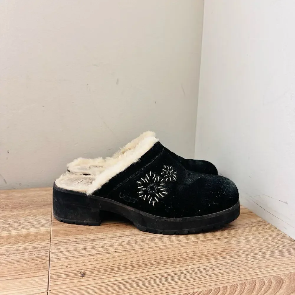 UGG Australia Solvang black suede Slipper mules Women’s Size 8